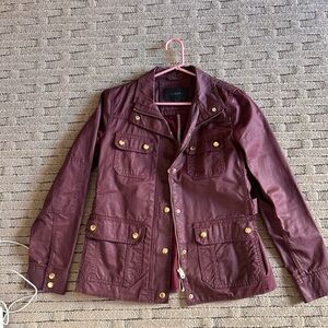 J. Crew Maroon Utility Jacket with Gold Buttons